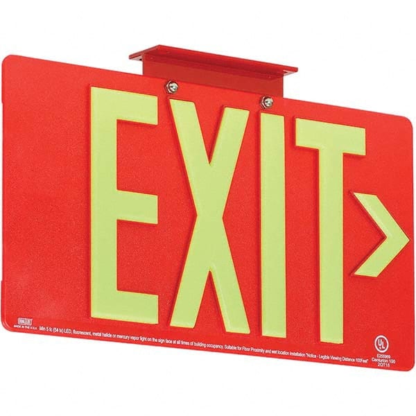 Hubbell Lighting - Illuminated Exit Signs Number of Faces: 1 Letter Color: Photoluminescent - Exact Tool & Supply