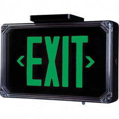 Hubbell Lighting - Illuminated Exit Signs Number of Faces: 2 Letter Color: Green - Exact Tool & Supply