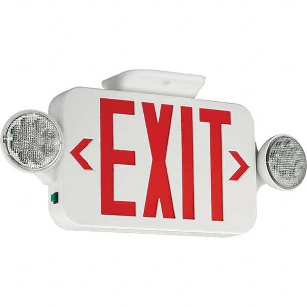Hubbell Lighting - Combination Exit Signs Mounting Type: Wall Mount; Ceiling Mount Number of Faces: 1 - Exact Tool & Supply