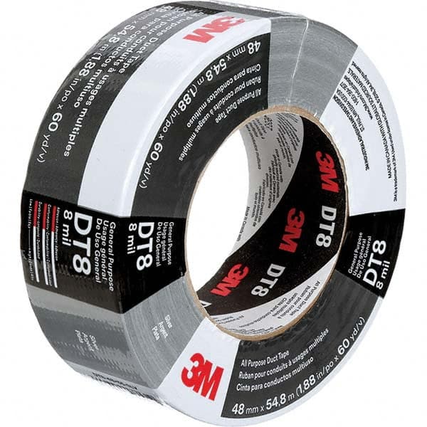 3M - 54.8m x 48mm x 8 mil Black Polyethylene Cloth Duct Tape - Exact Tool & Supply