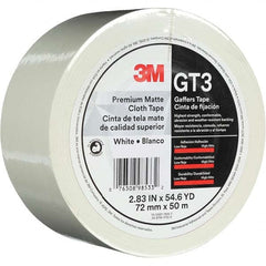 3M - 50m x 72mm x 11 mil White Cotton Cloth Gaffers Tape - Exact Tool & Supply
