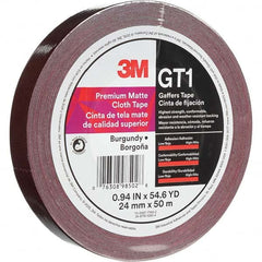 3M - 50m x 24mm x 11 mil Burgundy Cotton Cloth Gaffers Tape - Exact Tool & Supply