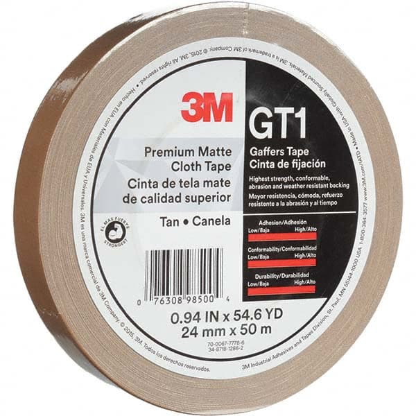 3M - 50m x 24mm x 11 mil Tan Cotton Cloth Gaffers Tape - Exact Tool & Supply