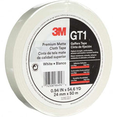 3M - 50m x 24mm x 11 mil White Cotton Cloth Gaffers Tape - Exact Tool & Supply