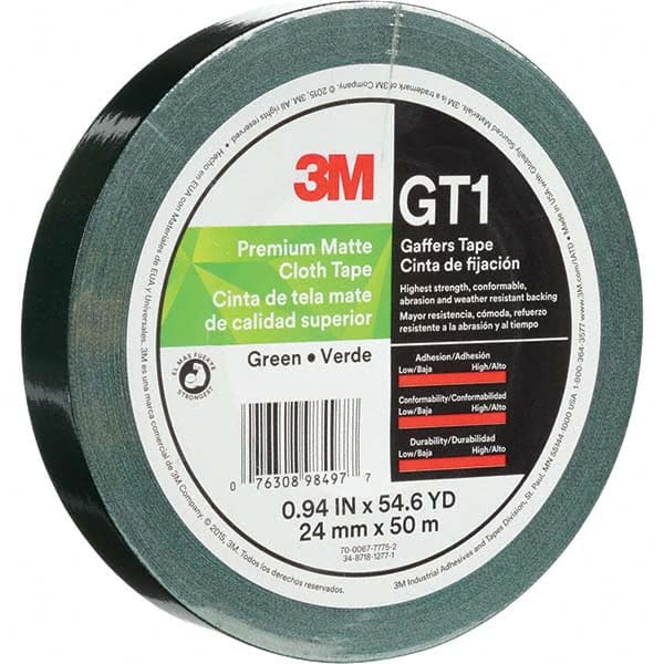 3M - 50m x 24mm x 11 mil Green Cotton Cloth Gaffers Tape - Exact Tool & Supply