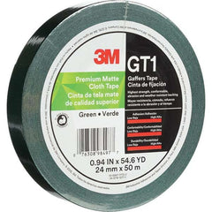 3M - 50m x 24mm x 11 mil Green Cotton Cloth Gaffers Tape - Exact Tool & Supply