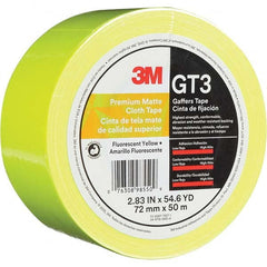 3M - 50m x 72mm x 11 mil Fluorescent Yellow Cotton Cloth Gaffers Tape - Exact Tool & Supply