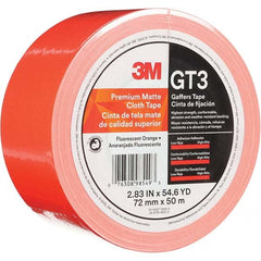 3M - 50m x 72mm x 11 mil Fluorescent Orange Cotton Cloth Gaffers Tape - Exact Tool & Supply