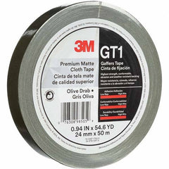 3M - 50m x 24mm x 11 mil Olive Green Cotton Cloth Gaffers Tape - Exact Tool & Supply