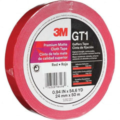 3M - 50m x 24mm x 11 mil Red Cotton Cloth Gaffers Tape - Exact Tool & Supply
