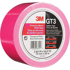 3M - 50m x 72mm x 11 mil Fluorescent Pink Cotton Cloth Gaffers Tape - Exact Tool & Supply