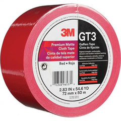 3M - 50m x 72mm x 11 mil Red Cotton Cloth Gaffers Tape - Exact Tool & Supply