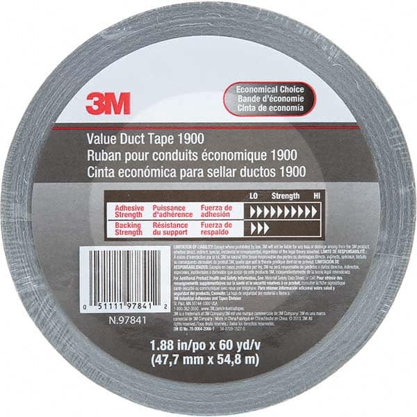 3M - 60 Yd x 1.88" x 5.8 mil Silver Polyethylene Cloth Duct Tape - Exact Tool & Supply