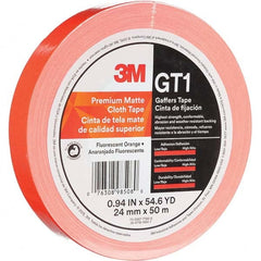 3M - 50m x 24mm x 11 mil Fluorescent Orange Cotton Cloth Gaffers Tape - Exact Tool & Supply