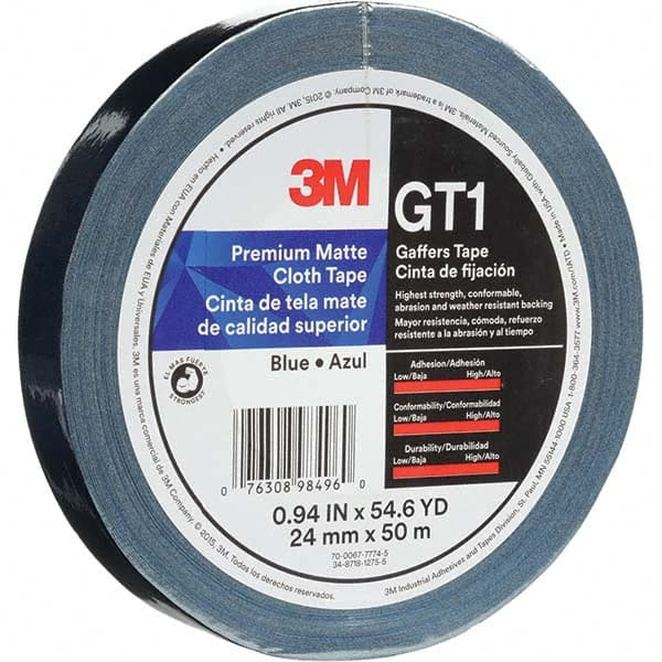 3M - 50m x 24mm x 11 mil Blue Cotton Cloth Gaffers Tape - Exact Tool & Supply