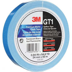 3M - 50m x 24mm x 11 mil Fluorescent Blue Cotton Cloth Gaffers Tape - Exact Tool & Supply