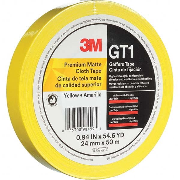 3M - 50m x 24mm x 11 mil Yellow Cotton Cloth Gaffers Tape - Exact Tool & Supply