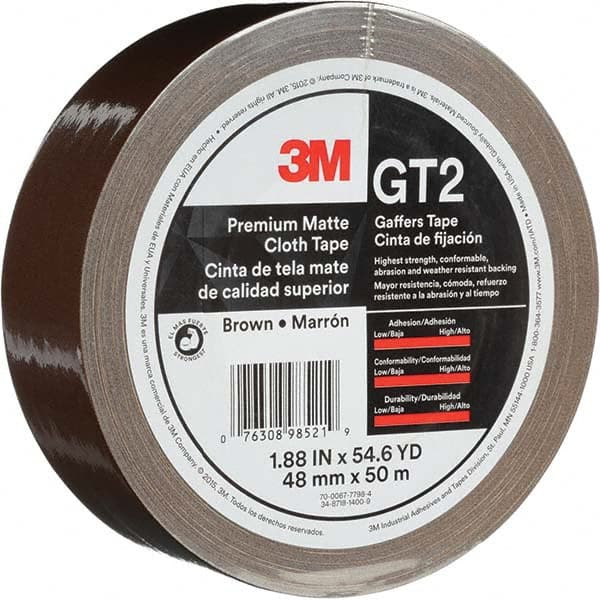 3M - 50m x 48mm x 11 mil Brown Cotton Cloth Gaffers Tape - Exact Tool & Supply