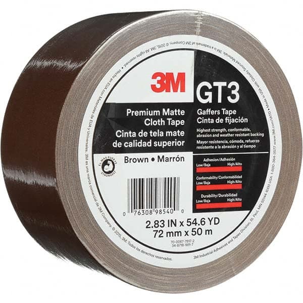 3M - 50m x 72mm x 11 mil Brown Cotton Cloth Gaffers Tape - Exact Tool & Supply