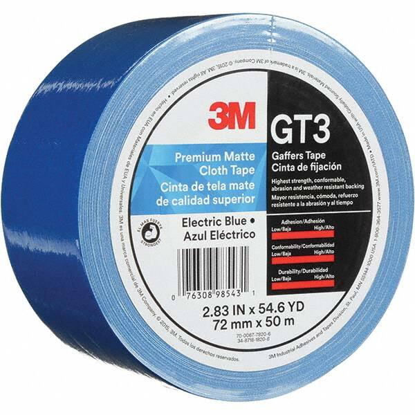 3M - 50m x 72mm x 11 mil Blue Cotton Cloth Gaffers Tape - Exact Tool & Supply