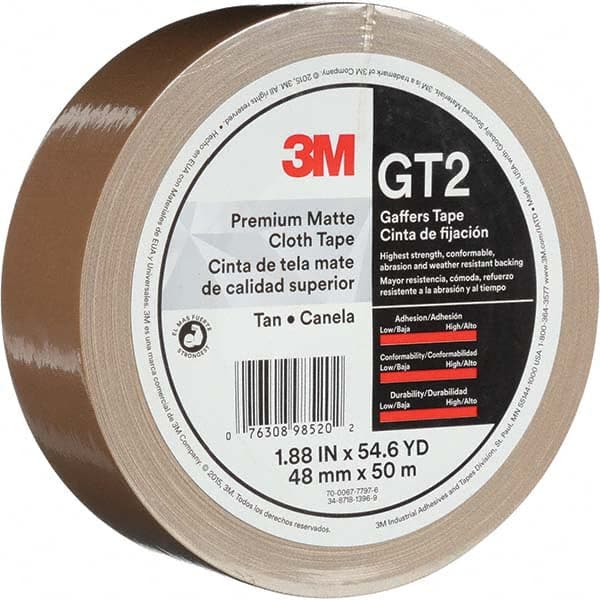 3M - 50m x 48mm x 11 mil Tan Cotton Cloth Gaffers Tape - Exact Tool & Supply