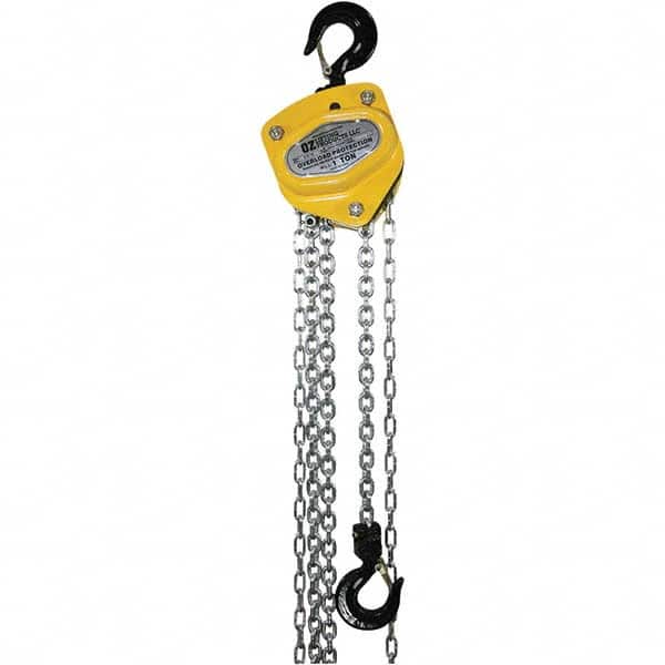 OZ Lifting Products - 2,000 Lb Capacity, 30' Lift Height, Manual Chain Hoist with Overload Protection - Exact Tool & Supply