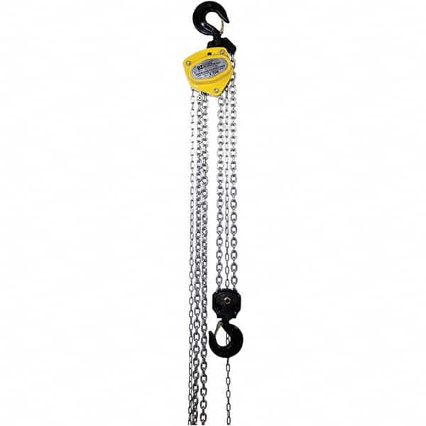 OZ Lifting Products - 6,000 Lb Capacity, 15' Lift Height, Manual Chain Hoist with Overload Protection - Exact Tool & Supply
