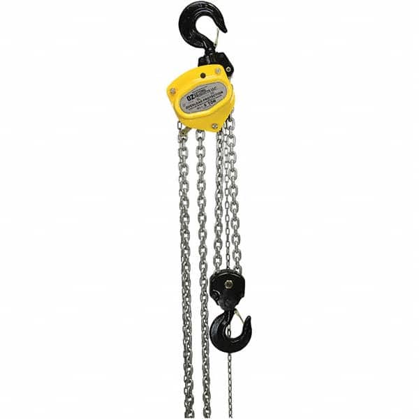OZ Lifting Products - 10,000 Lb Capacity, 15' Lift Height, Manual Chain Hoist with Overload Protection - Exact Tool & Supply