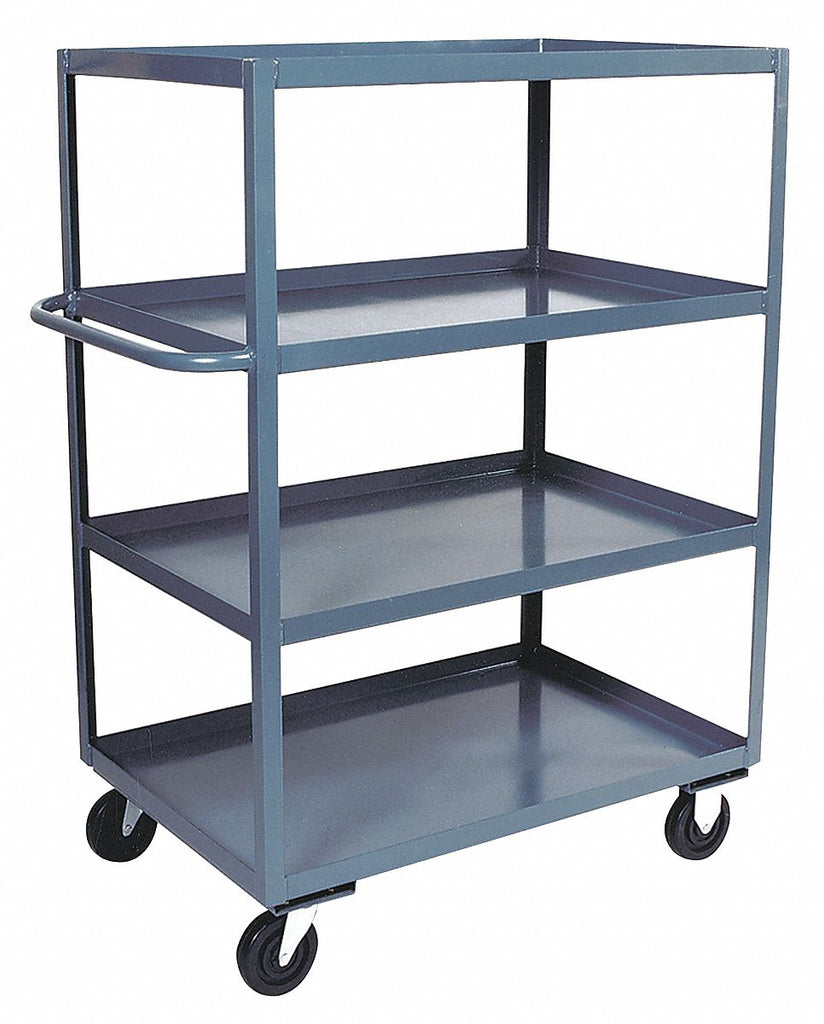 54"L x 31"W x 60"H Gray Welded Steel Open Stock Cart, 3000 lb. Load Capacity, Number of Shelves: 4