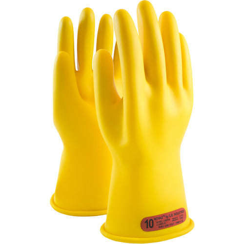 ‎170-0-11/10 - Novax - Natural Rubber Insulating Glove - Class 0 - 11″ - Yellow - Straight Cuff - Exact Tool & Supply
