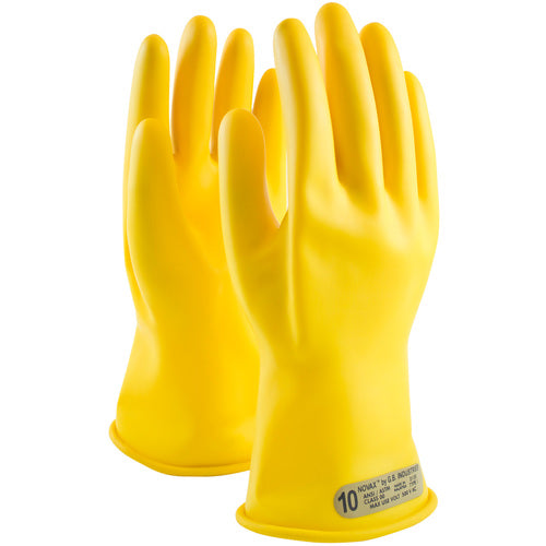 ‎170-00-11/12 - Novax - Natural Rubber Insulating Glove - Class 00 - 11″ - Yellow - Straight Cuff - Exact Tool & Supply