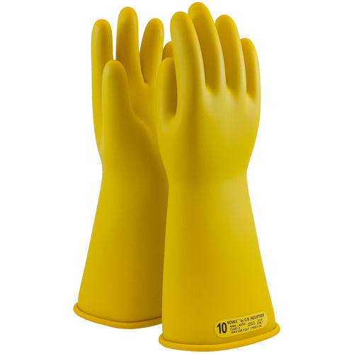 ‎170-2-14/11 - Novax - Natural Rubber Insulating Glove - Class 2 - 14″ - Yellow - Straight Cuff - Exact Tool & Supply