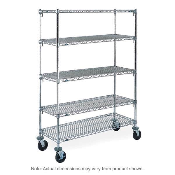 Metro - 600 Lb Capacity 5 Shelf Mobile Wire Shelving Unit - Add-On Unit - Exact Tool & Supply