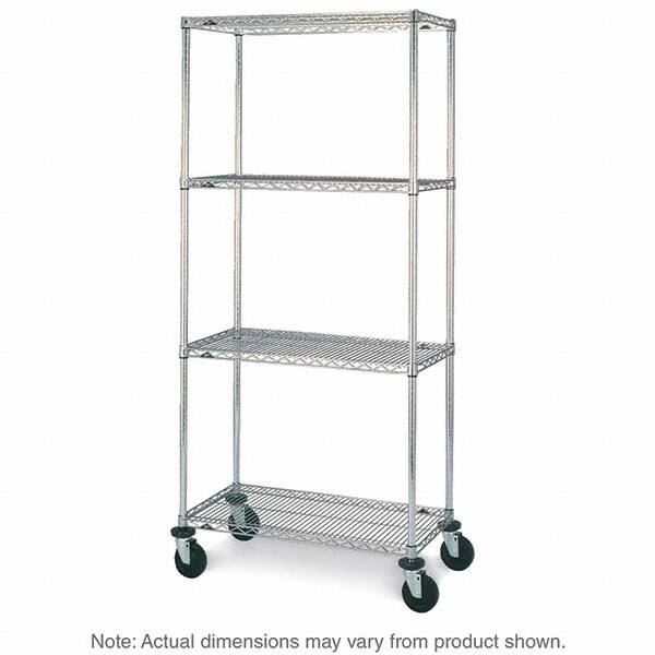 Metro - 600 Lb Capacity 4 Shelf Mobile Wire Shelving Unit - Add-On Unit - Exact Tool & Supply