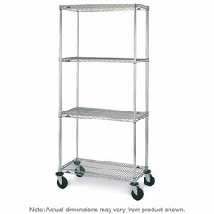 Metro - 600 Lb Capacity 4 Shelf Mobile Wire Shelving Unit - Add-On Unit - Exact Tool & Supply