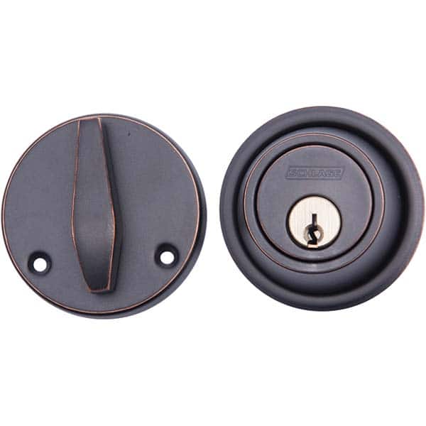 Schlage - Deadbolts Type: Single Cylinder Door Thickness Range: 1-3/8 - 1-7/8 - Exact Tool & Supply