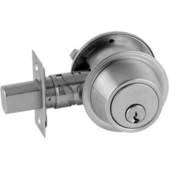 Falcon - Deadbolts Type: Single Cylinder Door Thickness Range: 1-5/8-2 - Exact Tool & Supply