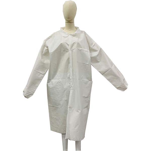 PRO-SAFE - White Lab Coat with 3 Pockets - Exact Tool & Supply