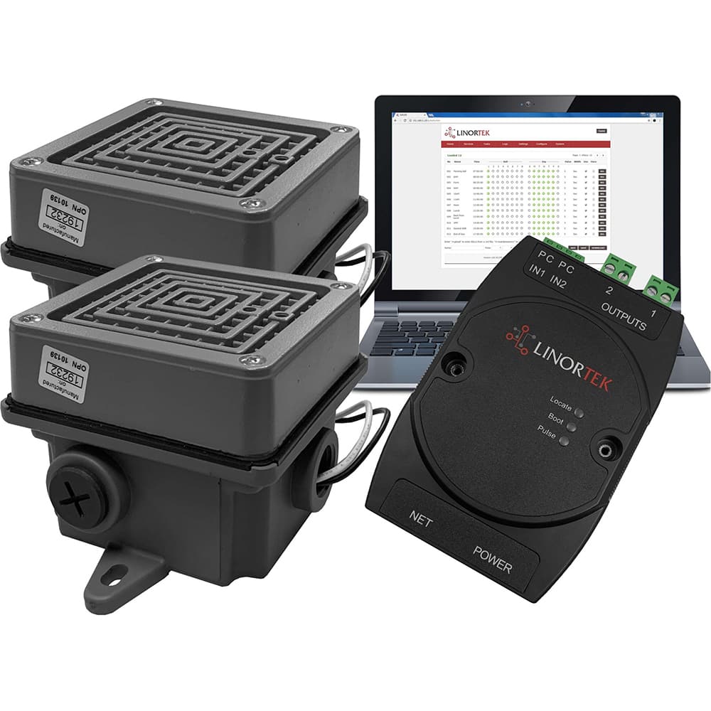 LinorTek - Bells, Horns & Sirens; Type: IP Buzzer ; Explosion Proof: No ; Vibrating: Yes ; Weatherproof: Yes ; Decibels @ Ten Feet (dB): 100.00 ; Voltage: 12 or 24 - Exact Tool & Supply