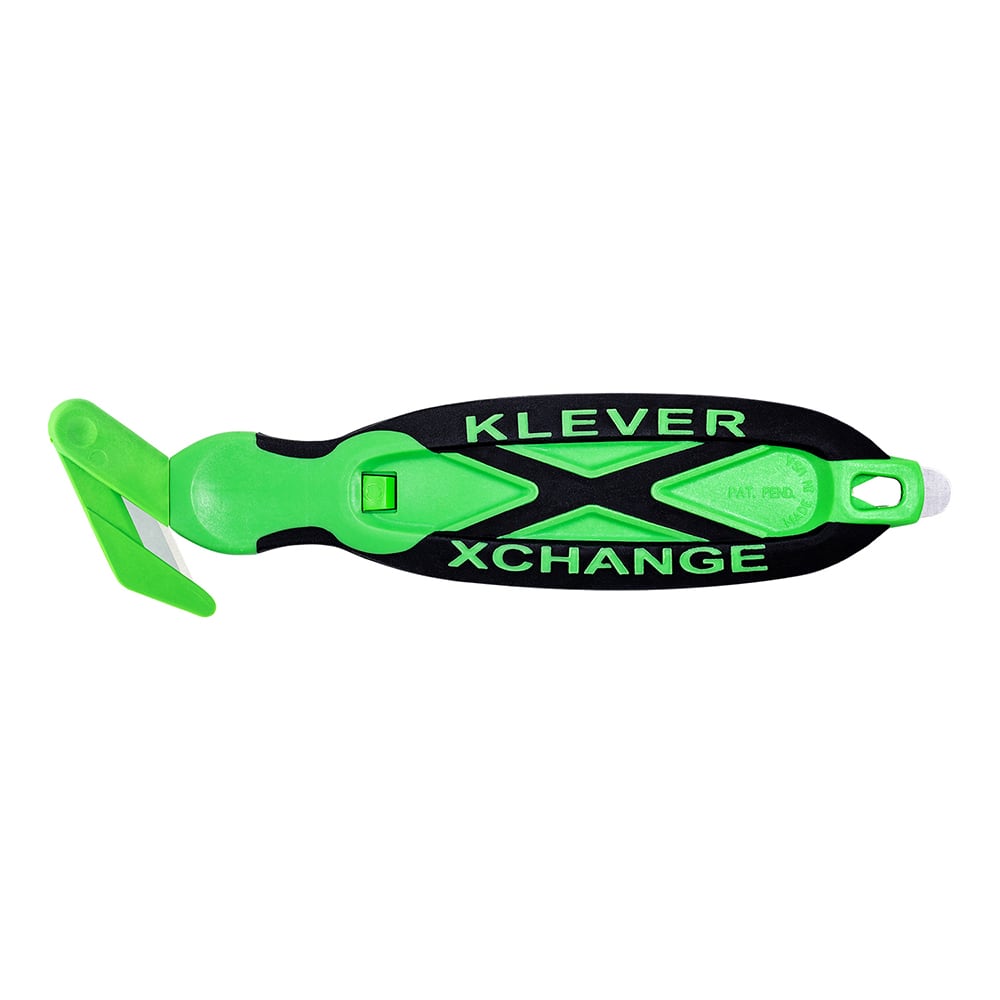 Klever Innovations - Utility Knives, Snap Blades & Box Cutters; Type: Safety Blade ; Blade Type: Concealed ; Number of Blades Included: 1 ; Number of Blades: 1 ; Handle Material: Plastic ; Color: Green - Exact Tool & Supply