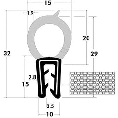 Fairchild Industries - Automotive Replacement Parts; Type: Trim Seal ; Application: Trim Seal, Sponge Bulb and Dense Rubber with Flexible Segmented Steel Core, .11"-.14", Black, 25 ft. - Exact Tool & Supply