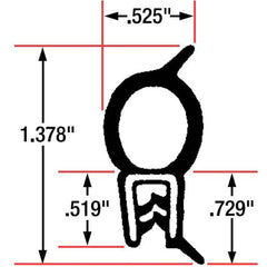 Fairchild Industries - Automotive Replacement Parts; Type: Trim Seal ; Application: Trim Seal, Sponge Bulb and Dense Rubber with Flexible Segmented Steel Core, .060"-.079", Black, 25 ft. - Exact Tool & Supply