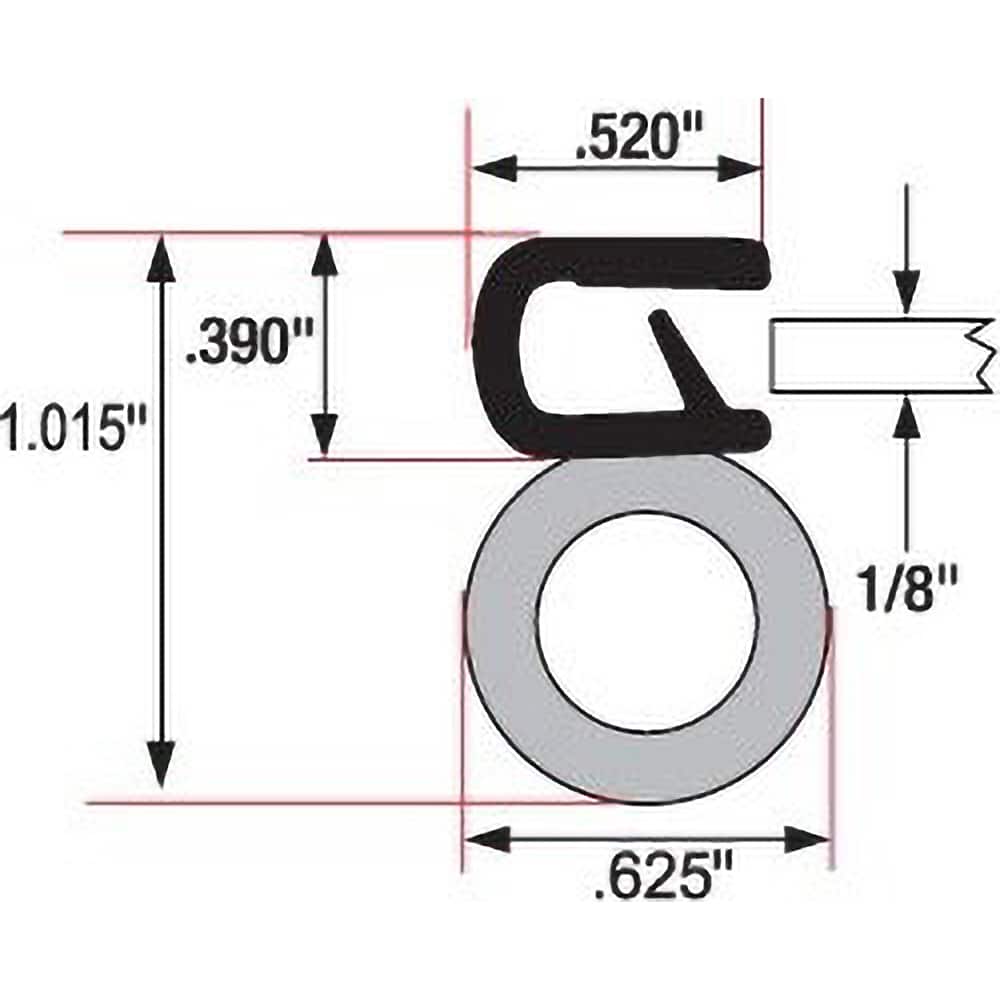 Fairchild Industries - Automotive Replacement Parts; Type: Trim Seal ; Application: Trim Seal, Vinyl and Sponge Rubber Trim Seal with Flexible Steel Core, .090"-.190", Black, 25 ft. - Exact Tool & Supply