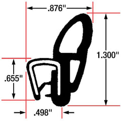 Fairchild Industries - Automotive Replacement Parts; Type: Trim Seal ; Application: Trim Seal, Vinyl and Sponge Rubber Trim Seal with Flexible Steel Core, .060"-.140", Black, 25 ft. - Exact Tool & Supply