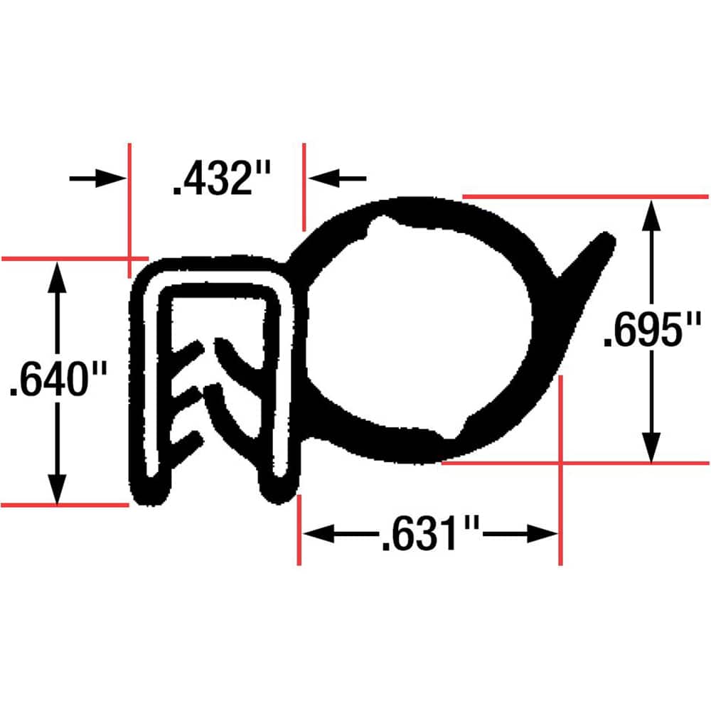 Fairchild Industries - Automotive Replacement Parts; Type: Trim Seal ; Application: Trim Seal, Sponge Bulb and Dense Rubber with Flexible Steel Wire Core, .078"-.137", Black, 25 ft. - Exact Tool & Supply