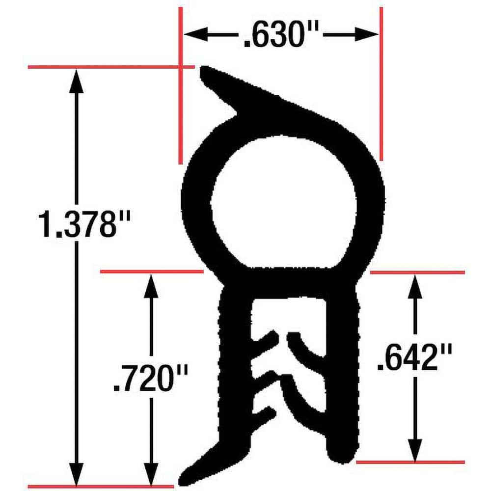 Fairchild Industries - Automotive Replacement Parts; Type: Trim Seal ; Application: Trim Seal, Sponge Bulb and Dense Rubber with Flexible Steel Wire Core, .051-.129", Black, 25 ft. - Exact Tool & Supply