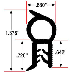 Fairchild Industries - Automotive Replacement Parts; Type: Trim Seal ; Application: Trim Seal, Sponge Bulb and Dense Rubber with Flexible Steel Wire Core, .051-.129", Black, 25 ft. - Exact Tool & Supply