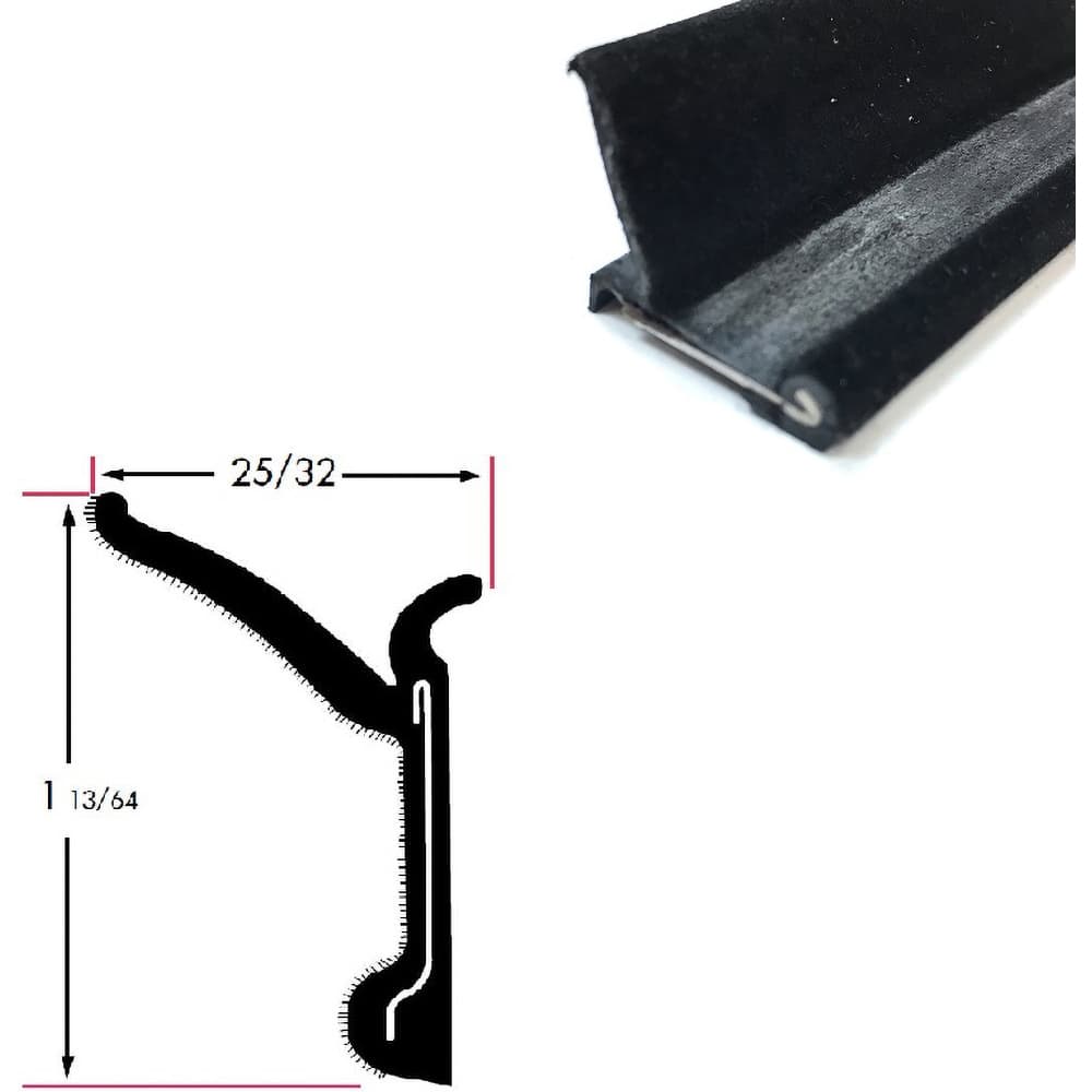 Fairchild Industries - Automotive Replacement Parts; Type: Belt Weatherstrip ; Application: Beltline Without Stainless Steel Bead Rigid Flocked Lining Rubber Covered, 48 In. - Exact Tool & Supply