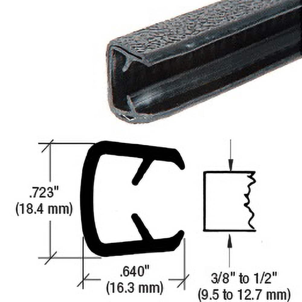 Fairchild Industries - Automotive Replacement Parts; Type: Edge Trim ; Application: Edge Trim, Double Lip 1/2" Trim with Segmented Steel Core, .250"-.500", Black Soft Tone, 50 ft. - Exact Tool & Supply