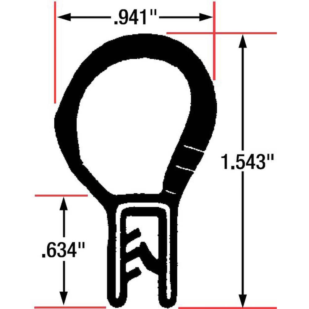 Fairchild Industries - Automotive Replacement Parts; Type: Trim Seal ; Application: Trim Seal, Sponge Bulb and Dense Rubber with Flexible Steel Wire Core, .039"-.118", Black, 25 ft. - Exact Tool & Supply